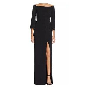 ABS Allen Schwartz Black Off-Shoulder Wedding Dress